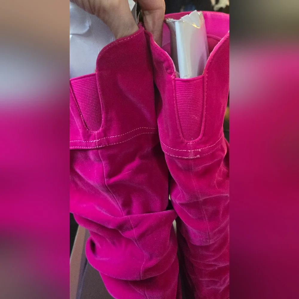 HOST PICK 🎉🎊 Shoe Dazzle NIB women's Pink Suede Boots sz8 - Picture 4 of 12
